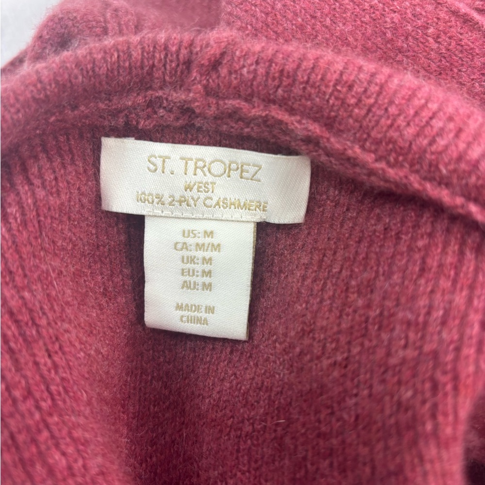 St. Tropez M Cashmere Hoodie Pocketed Cardigan Sweater in Brick - Picture 7 of 8